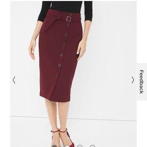 White House Black Market Burgundy Pencil Skirt